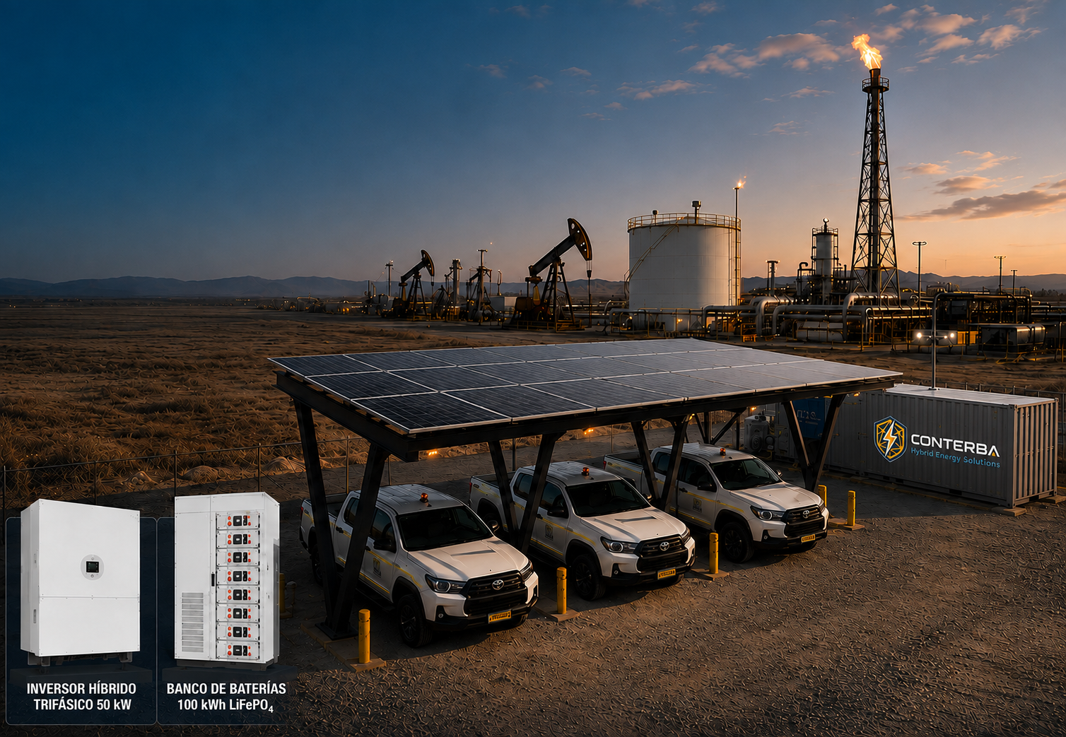 Muestra del sistema de cocheras solares — CONTERBA